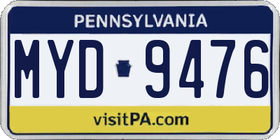 PA license plate MYD9476