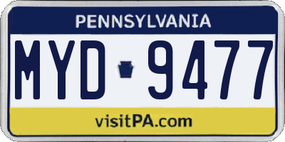 PA license plate MYD9477