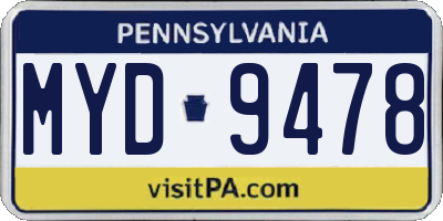 PA license plate MYD9478