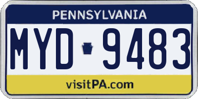 PA license plate MYD9483