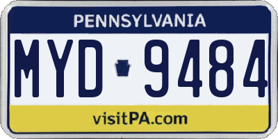 PA license plate MYD9484