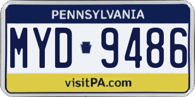 PA license plate MYD9486