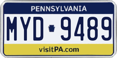PA license plate MYD9489