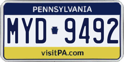 PA license plate MYD9492