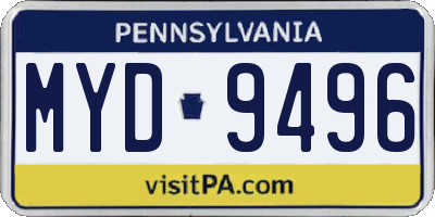 PA license plate MYD9496