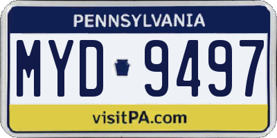 PA license plate MYD9497