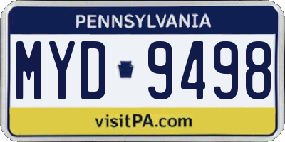 PA license plate MYD9498