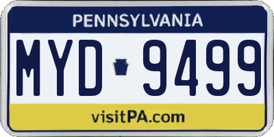 PA license plate MYD9499