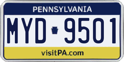 PA license plate MYD9501