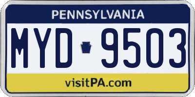 PA license plate MYD9503