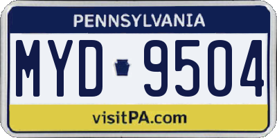 PA license plate MYD9504