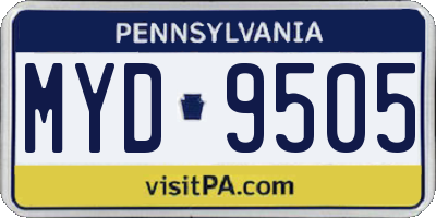 PA license plate MYD9505