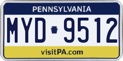 PA license plate MYD9512