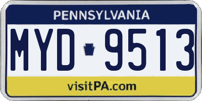 PA license plate MYD9513