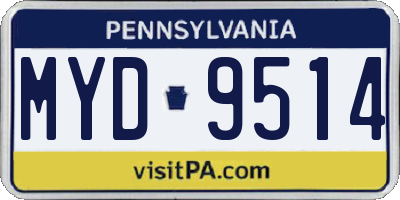 PA license plate MYD9514