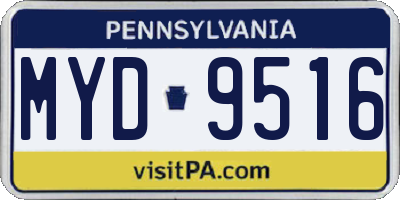 PA license plate MYD9516