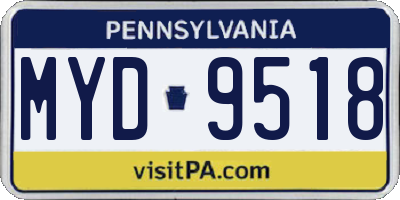 PA license plate MYD9518