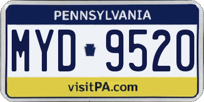 PA license plate MYD9520