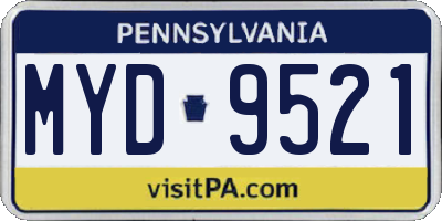 PA license plate MYD9521