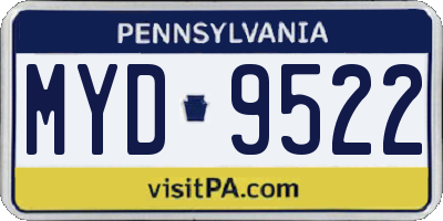 PA license plate MYD9522