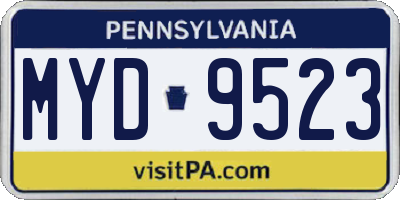 PA license plate MYD9523