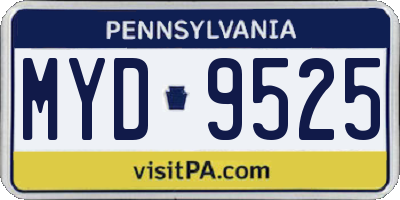PA license plate MYD9525