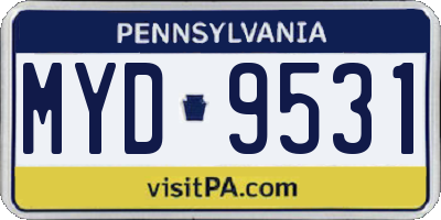 PA license plate MYD9531