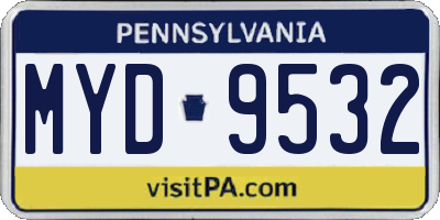 PA license plate MYD9532