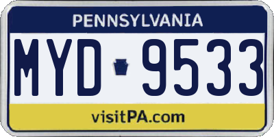 PA license plate MYD9533