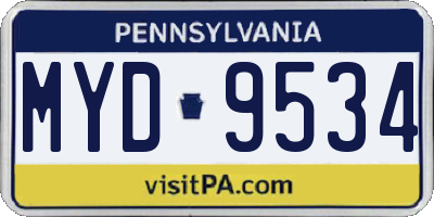 PA license plate MYD9534