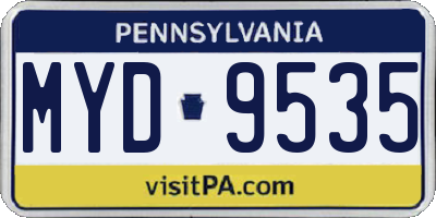 PA license plate MYD9535