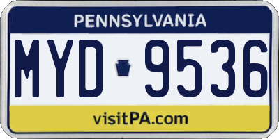 PA license plate MYD9536