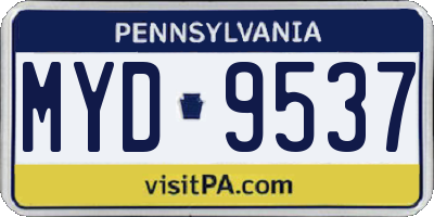 PA license plate MYD9537