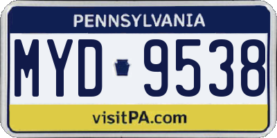 PA license plate MYD9538