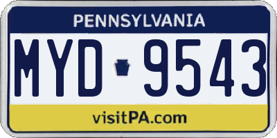 PA license plate MYD9543
