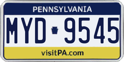 PA license plate MYD9545