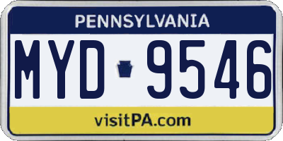 PA license plate MYD9546