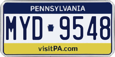 PA license plate MYD9548