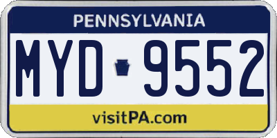 PA license plate MYD9552