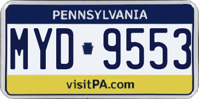 PA license plate MYD9553