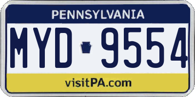 PA license plate MYD9554