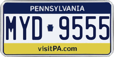 PA license plate MYD9555