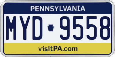 PA license plate MYD9558