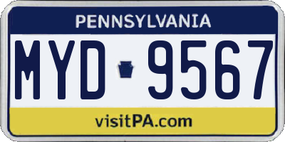 PA license plate MYD9567