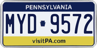 PA license plate MYD9572