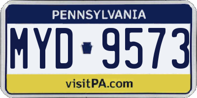 PA license plate MYD9573