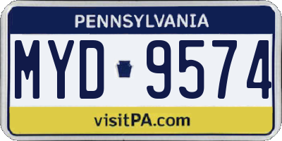 PA license plate MYD9574
