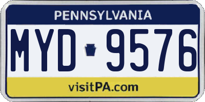 PA license plate MYD9576