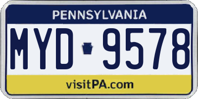 PA license plate MYD9578