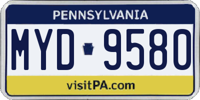PA license plate MYD9580